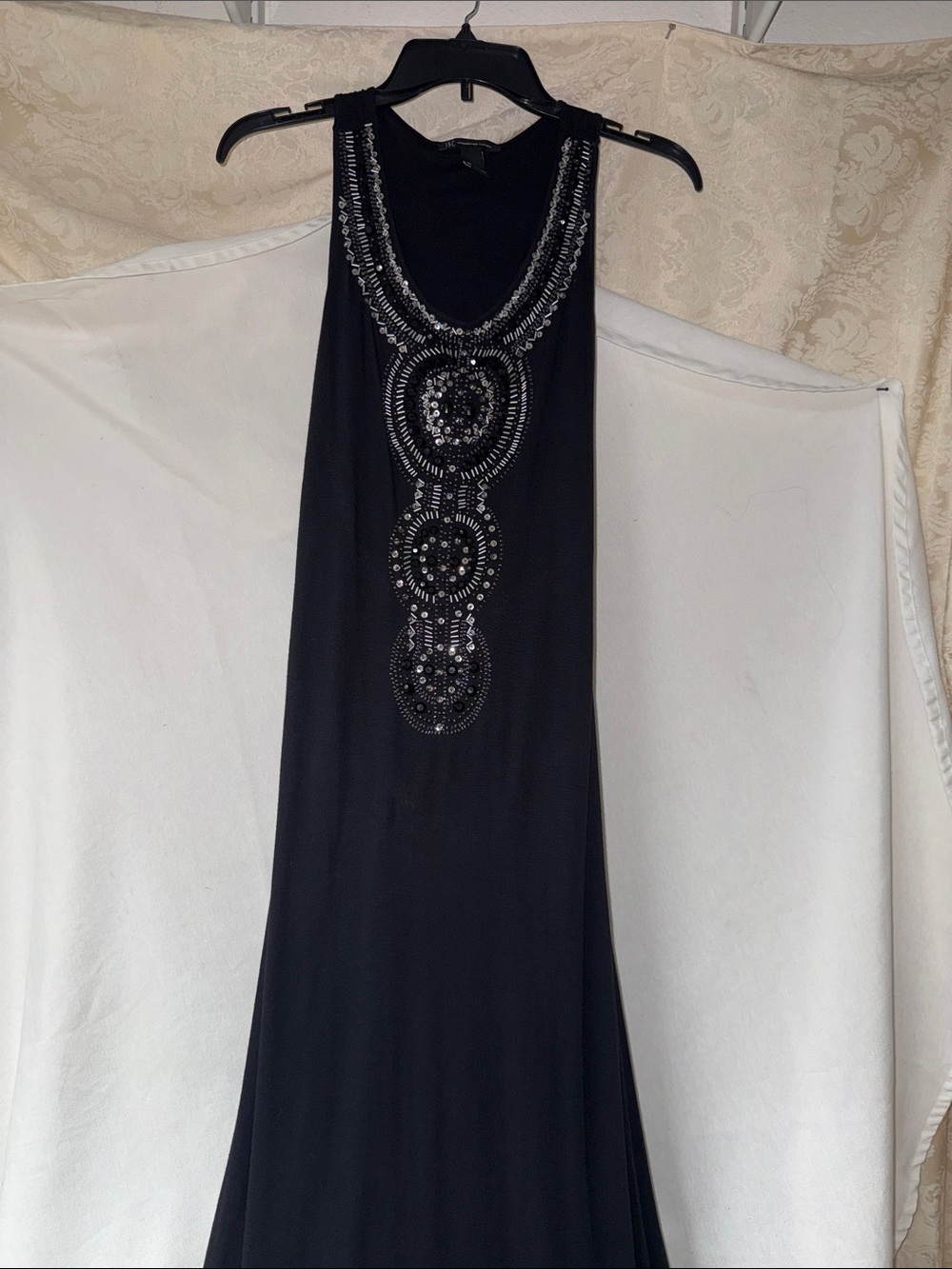 NWT INC Black Maxi Dress with sequenced bodice